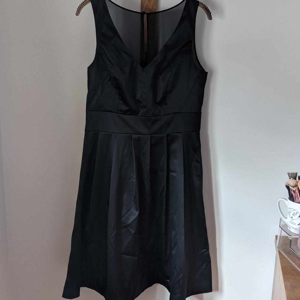 Black Satin Fit and Flare Dress w/ Peekaboo Back